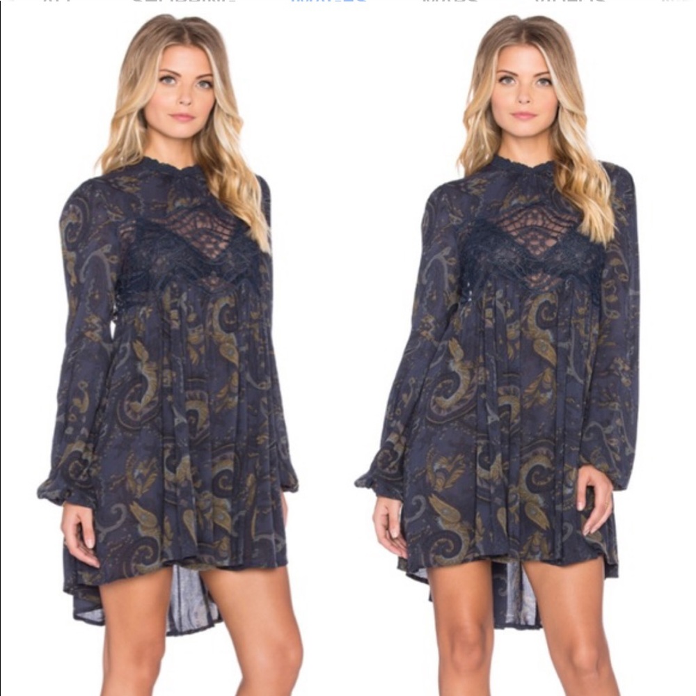 FP Blue Sweet Thing Printed Babydoll Tunic Dress